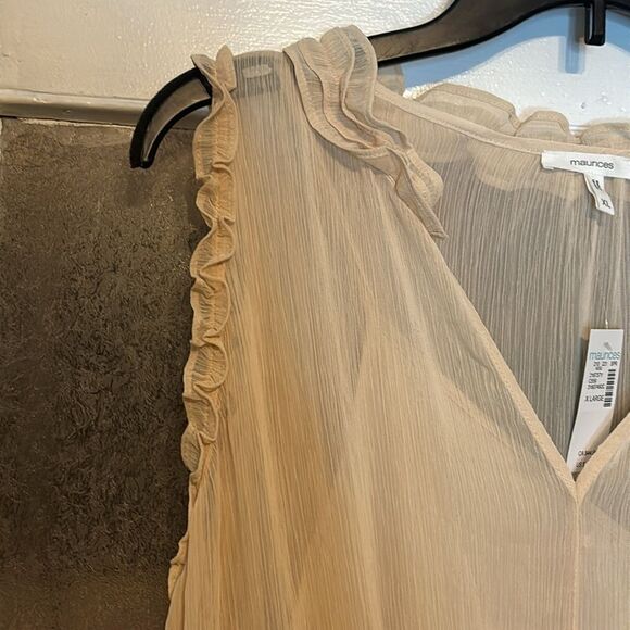 NWT Maurice’s Women’s Light Cream Sheer Ruffled Mini Sundress Size XL - Picture 4 of 8
